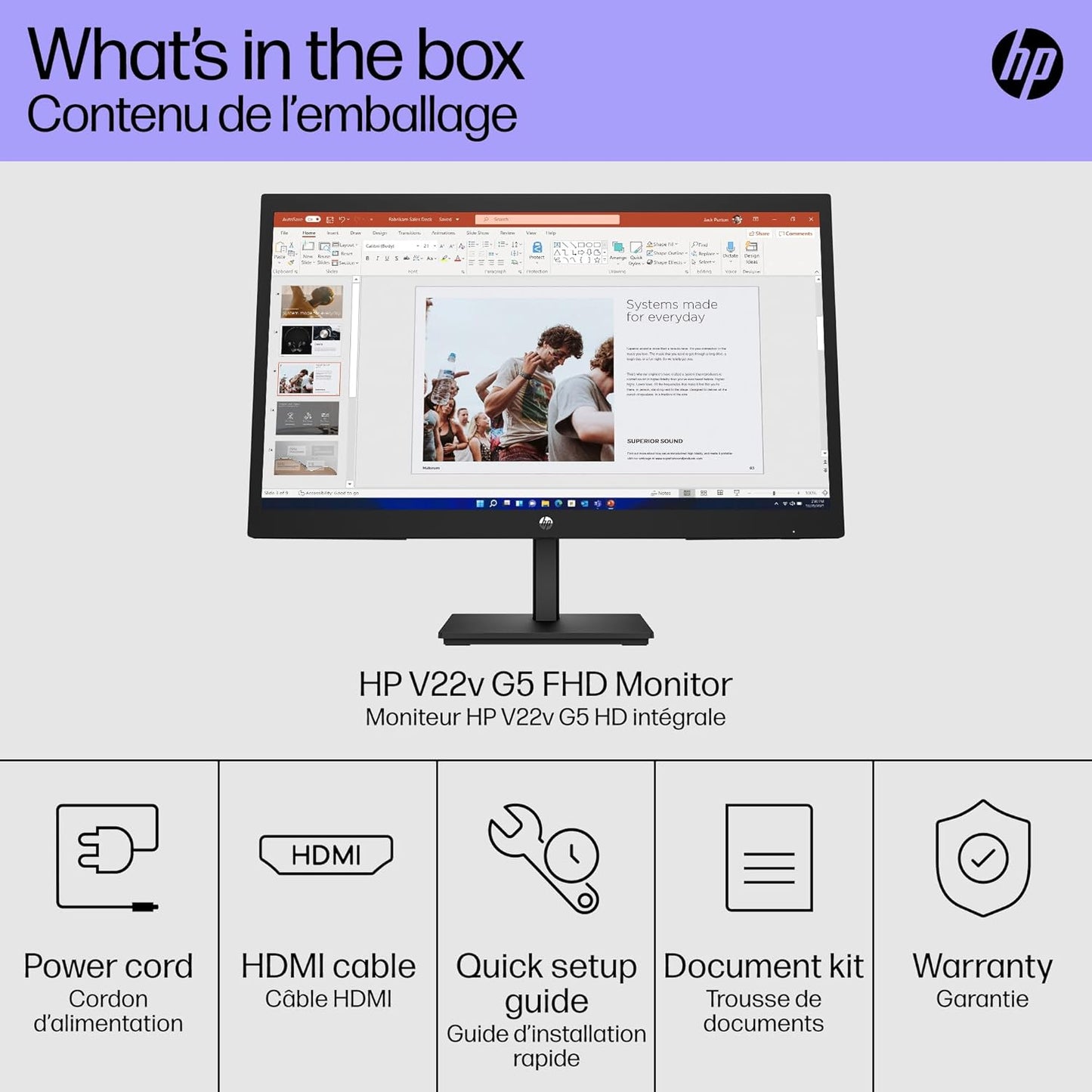 HP V22v G5 21.5-Inch FHD Monitor with AMD FreeSync