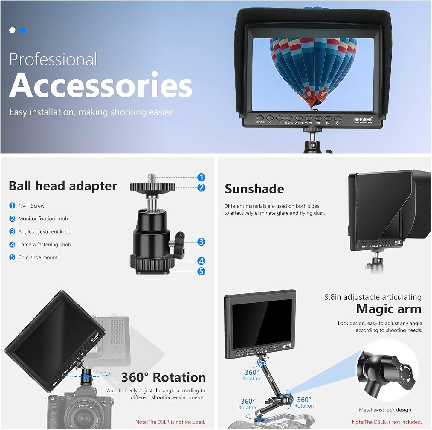 Neewer 90100499 F100 7" Camera Field Monitor Kit