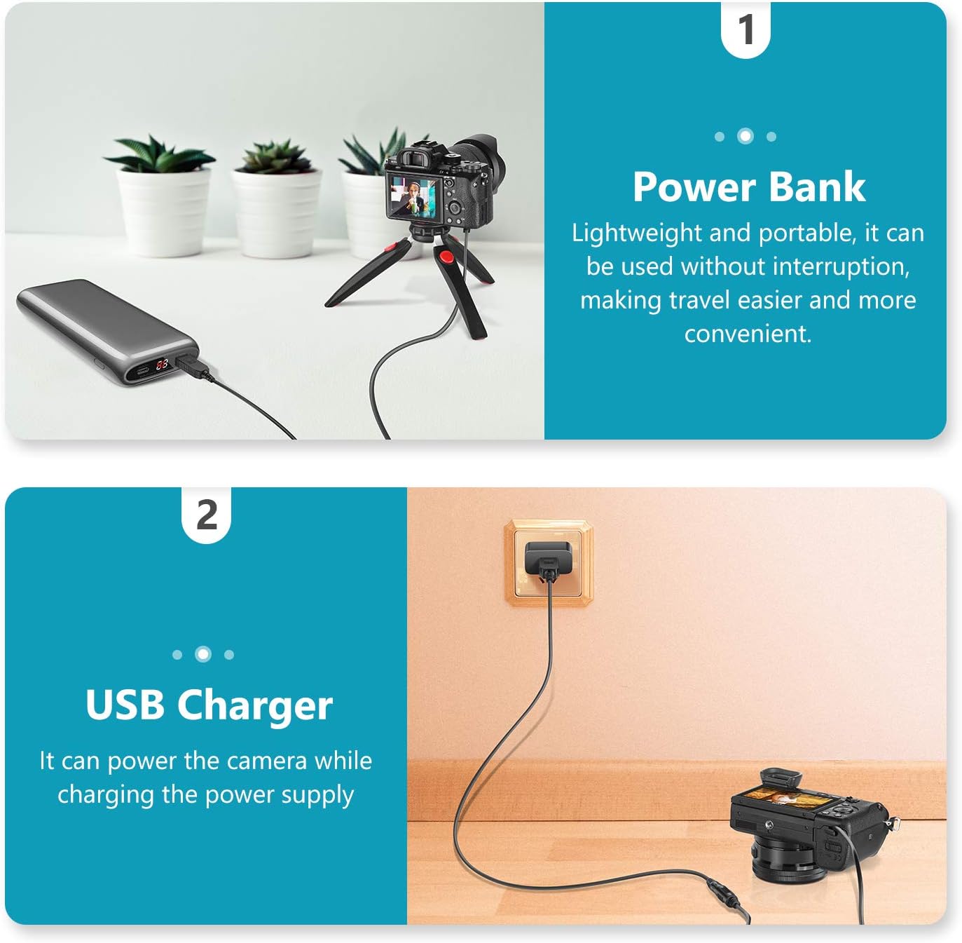 Neewer 10097839 NP-FW50 Dummy Battery USB Power Adapter