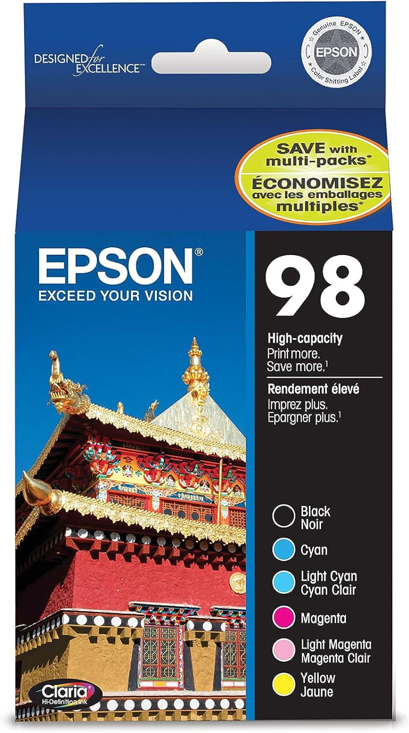 Epson T098120-BCS 98 Claria Hi-Definition Ink Black & Color Pack