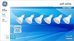 GE 80940 65 Watt BR30 Soft White Floodlight Bulbs (6 Pack) — main product image