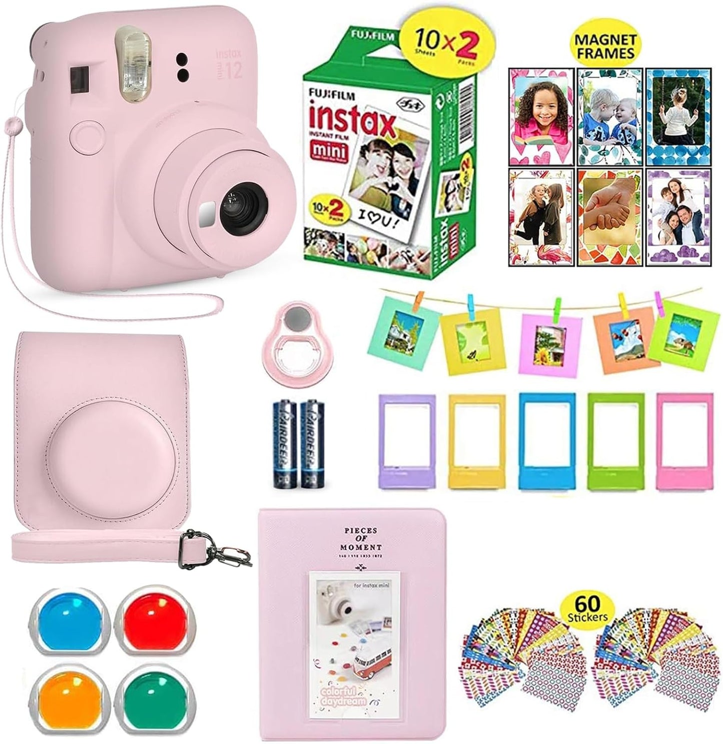 Fujifilm Instax Mini 12 Pink Camera Bundle + Accessories