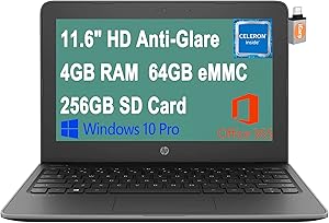 HP Stream 11 Pro G5 Celeron Laptop with 256GB SD Card — main product image