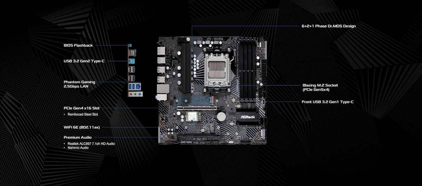 ASRock 90-MXBMW0-A0UAYZ B650M PG Lightning WiFi Motherboard