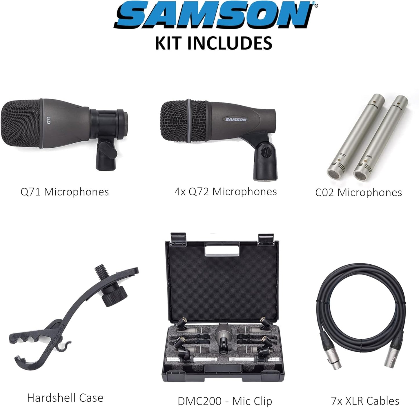 Samson DK707 7-Piece Drum Microphone Kit with Cables