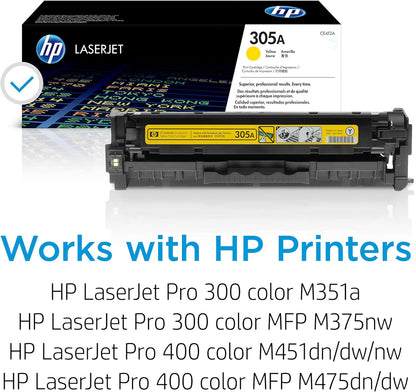 HP CE412A 305A Yellow Toner Cartridge - LaserJet