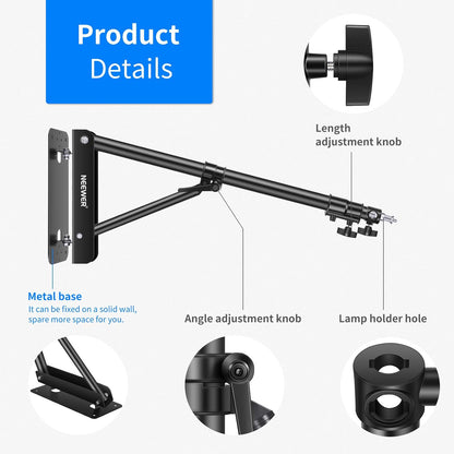 Neewer ST-WM130 Wall Mount Triangle Boom Arm for Studio Lights