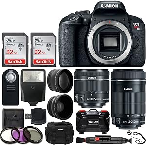 Canon Rebel T7i DSLR Camera with 18-55mm & 55-250mm Lens Bundle