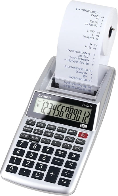 Canon 2203C001 P1-DHV-3 Printing Desktop Calculator Silver