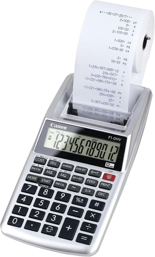 Canon 2203C001 P1-DHV-3 Printing Desktop Calculator Silver