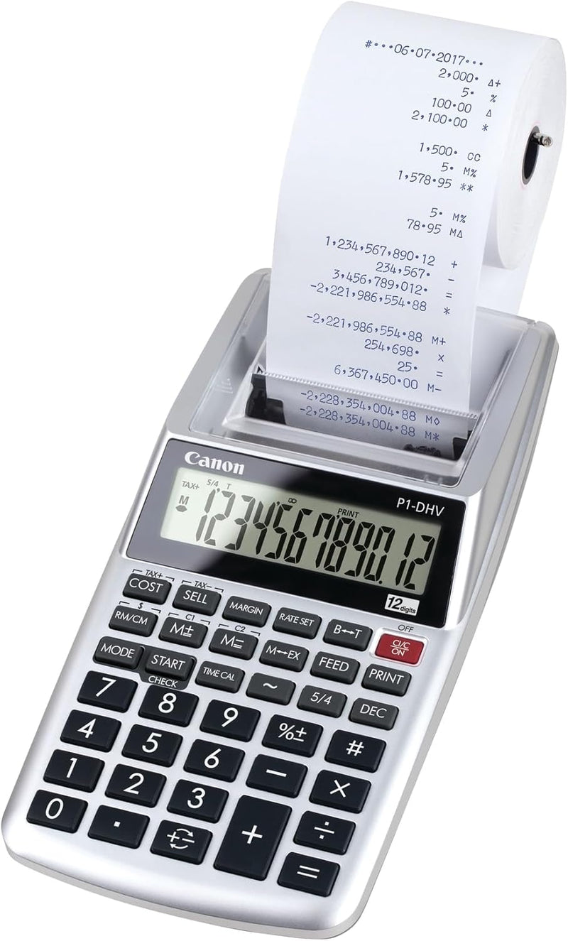 Canon 2203C001 P1-DHV-3 Printing Desktop Calculator Silver — main product image