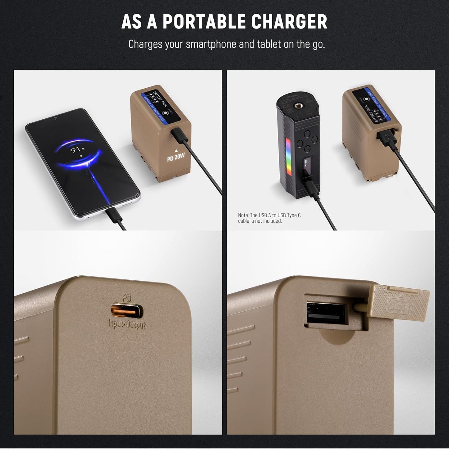 Neewer TP-F970 10500mAh NP-F970 Battery with 20W PD USB-C