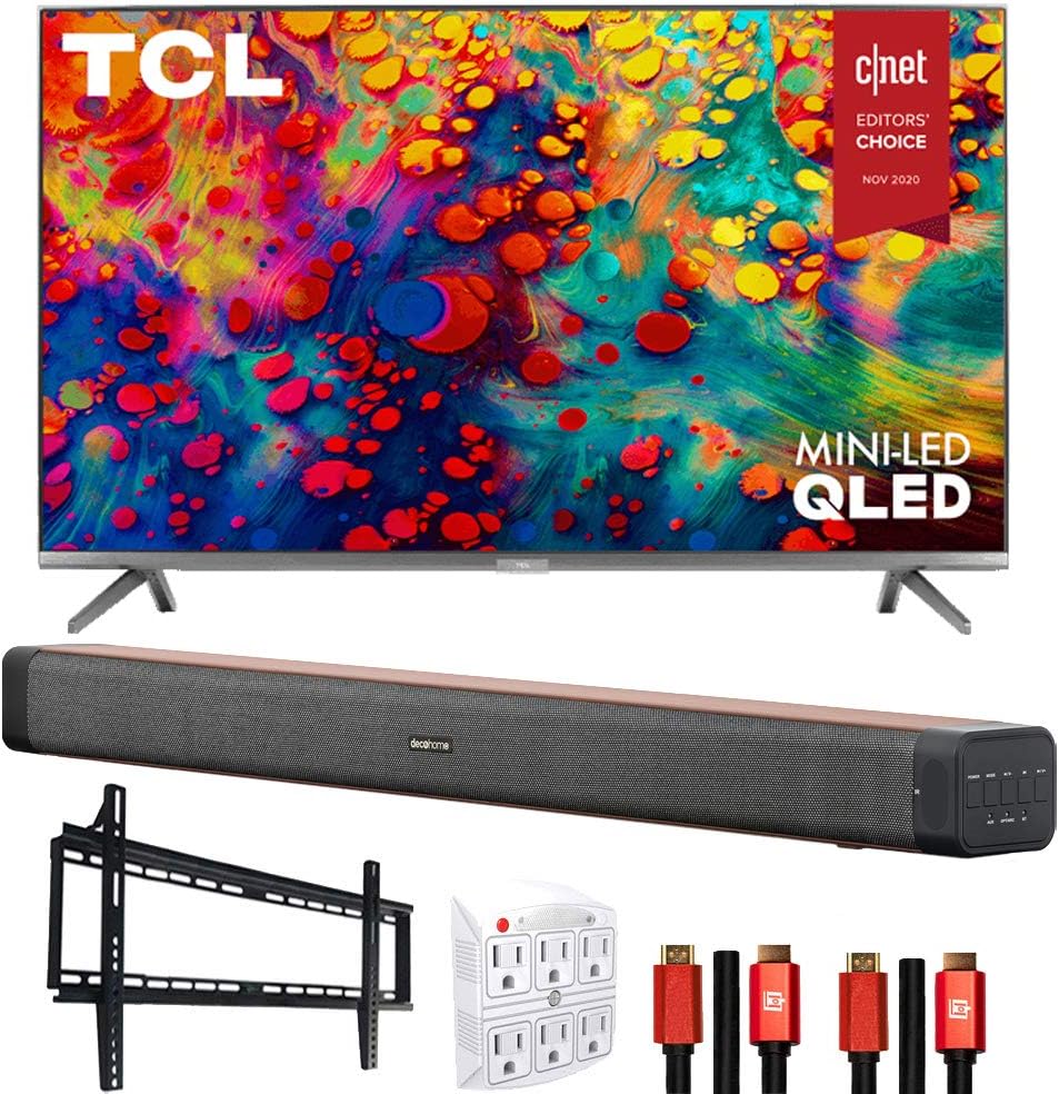 TCL 65R635 65" 4K QLED Roku TV Bundle