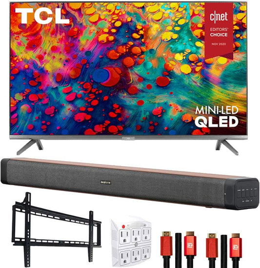 TCL 65R635 65" 4K QLED Roku TV Bundle