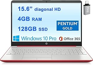 HP Notebook 15 Pentium Gold Laptop + USB-C Adapter — main product image