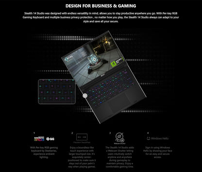 MSI i7 13620H Ultralight Stealth 14 RTX 4060 Gaming Laptop