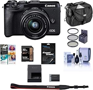 Canon EOS M6 Mark II Mirrorless Camera 15-45mm Bundle