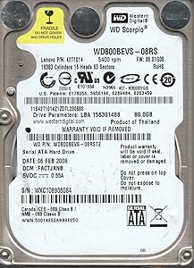 Western Digital WD800BEVS 80GB SATA 2.5" HDD