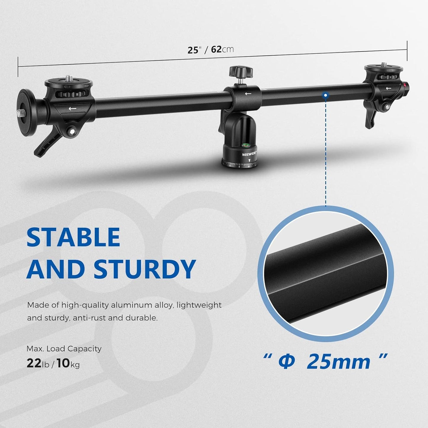 Neewer 10100663 25" Horizontal Tripod Center Axis