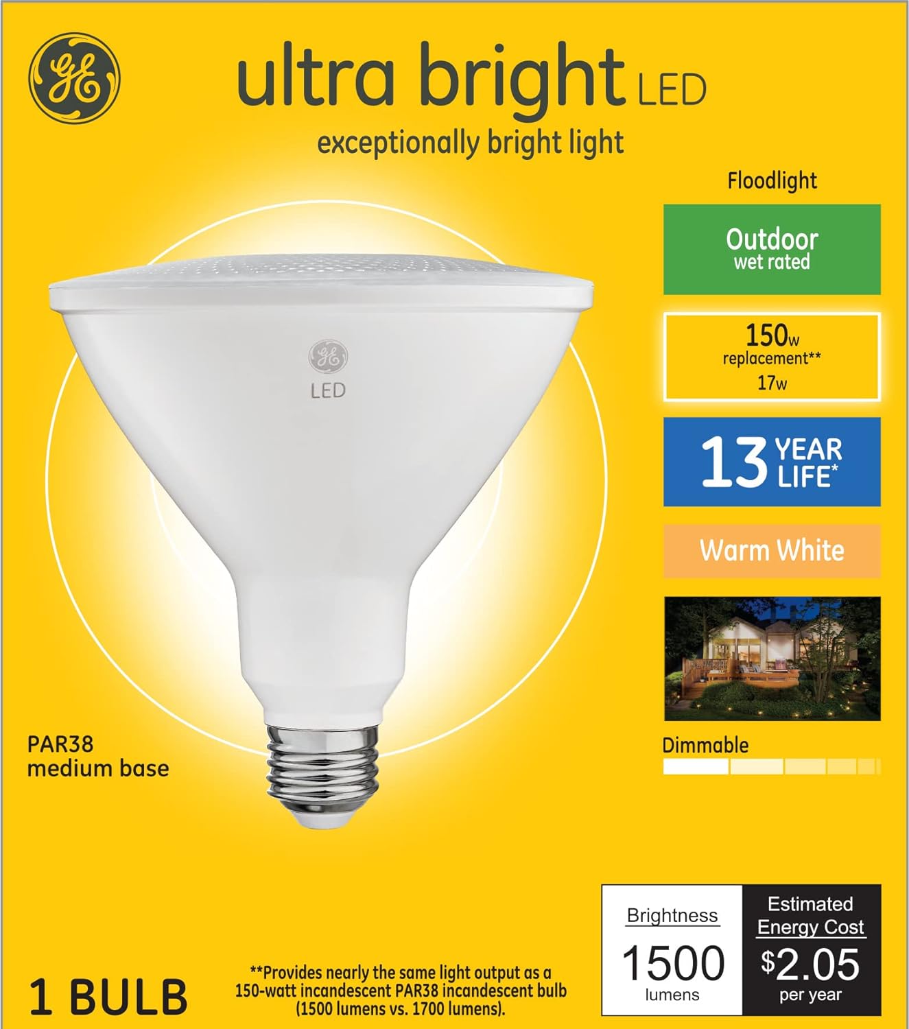 GE 45893 Ultra Bright LED Floodlight 150W Equivalent