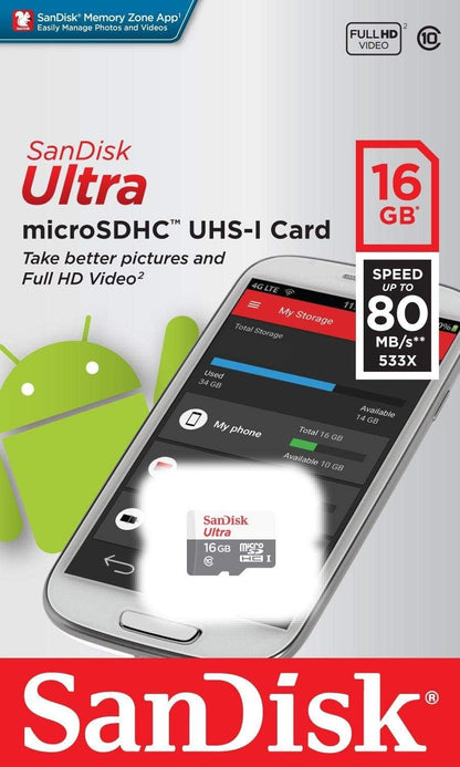 SanDisk SDSQUNS-016G-GN3MN 16GB Ultra MicroSDHC Card