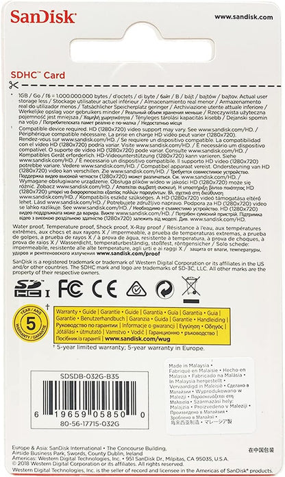 SanDisk SDSDB-032G 32GB SDHC Flash Memory Card