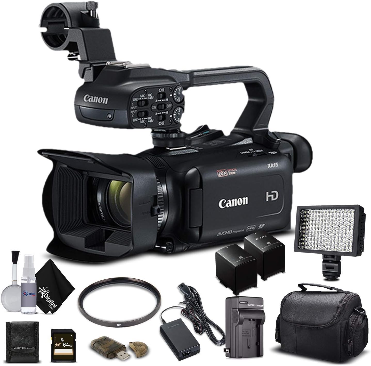 Canon 2217C002 XA15 Compact Full HD Camcorder Bundle Renewed