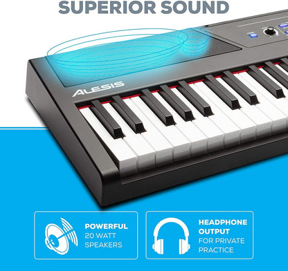 Alesis HDH40 Recital 61-Key Piano Keyboard Pedal Bundle