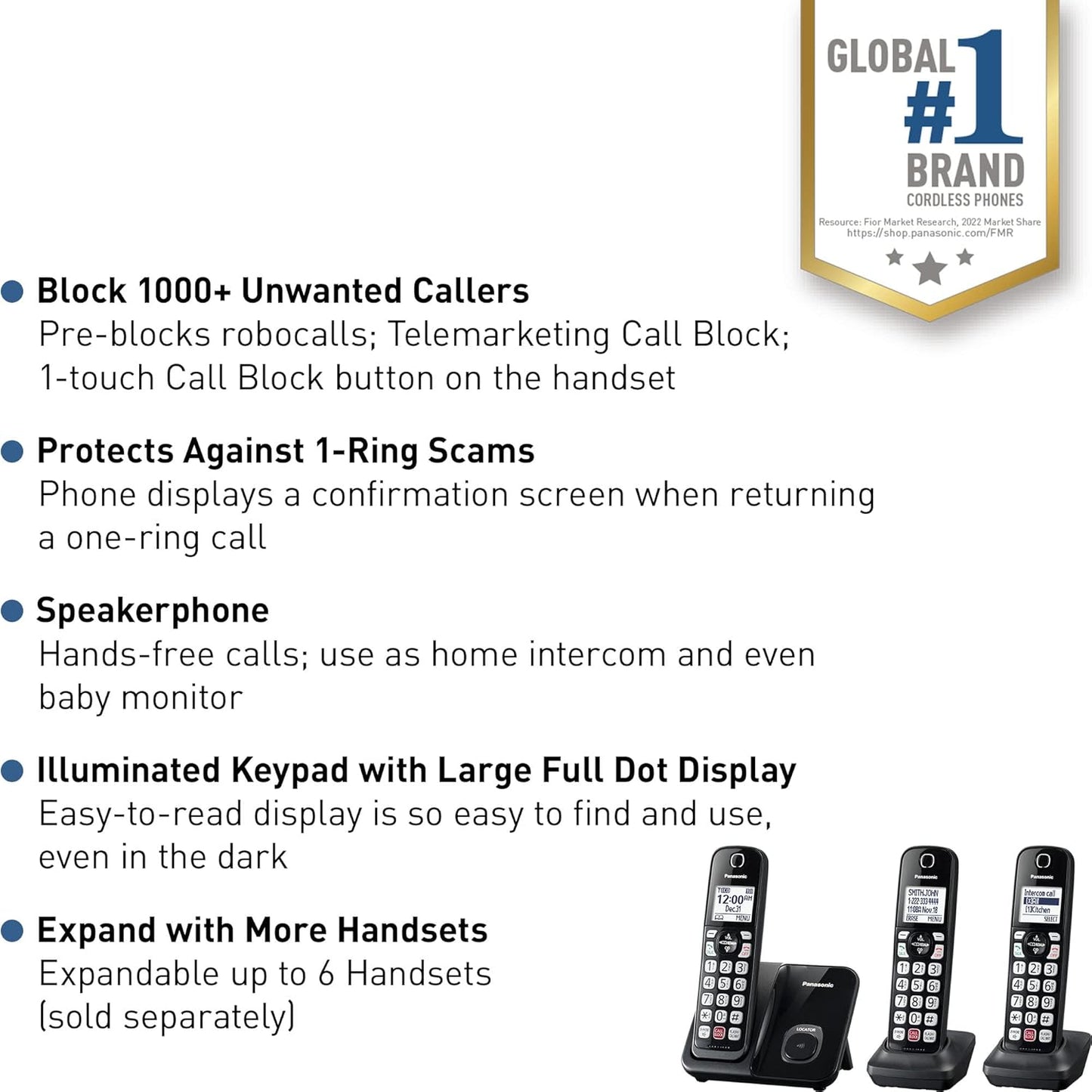 Panasonic KX-TGD813B Cordless Phone Advanced Call Block