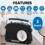Magnavox Retro Dual - Bluetooth Alarm Clock Radio - Black