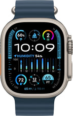 Apple MREG3LL/A Watch Ultra 2: 49mm GPS + Cellular, Titanium Case, Blue Ocean Band