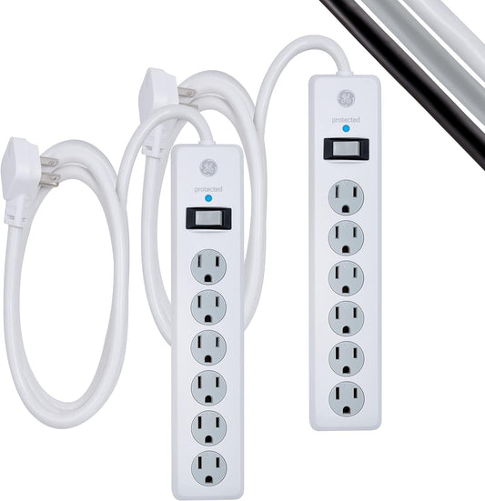 GE 6-Outlet Surge Protector 2-Pack 6ft Cord