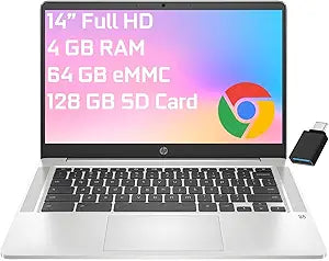 HP Chromebook 14 N4000 64GB eMMC Laptop (Renewed)