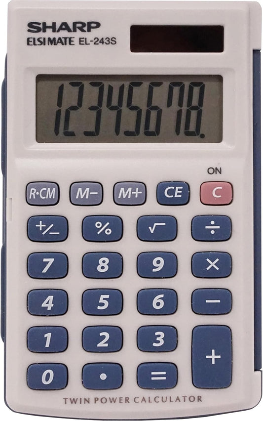 Sharp EL243SB 8-Digit Pocket Calculator Solar Powered