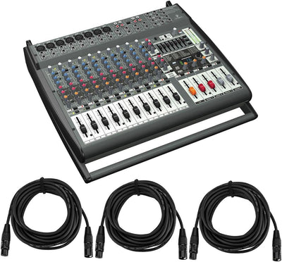 Behringer PMP4000 1600-Watt Powered Mixer FX 3 XLR Cables