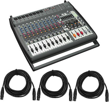 Behringer PMP4000 1600-Watt Powered Mixer FX 3 XLR Cables