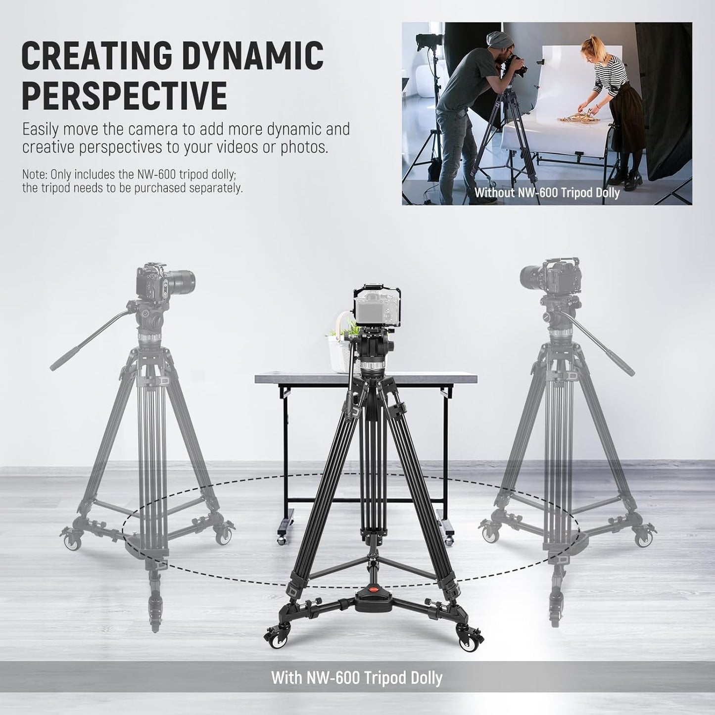 Neewer NW-600 Heavy Duty Tripod Dolly w/Wheels