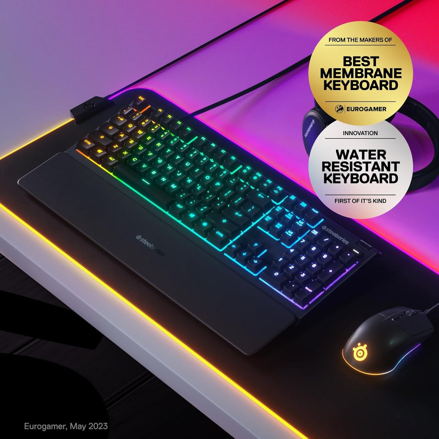 SteelSeries Apex 3 RGB Gaming Keyboard - Water Resistant