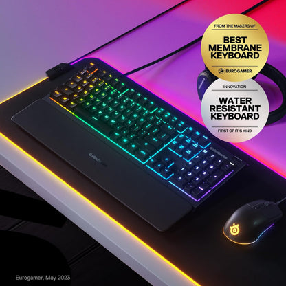 SteelSeries Apex 3 RGB Gaming Keyboard - Water Resistant