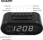Sharp Digital Alarm AccuSet Clock - Midnight Black, White LED