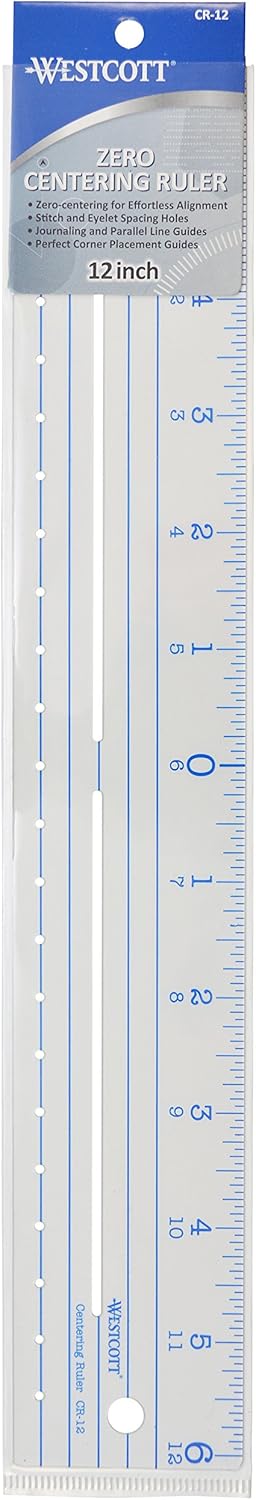 Westcott CR-12 12" Plastic Ruler - Zero Centering