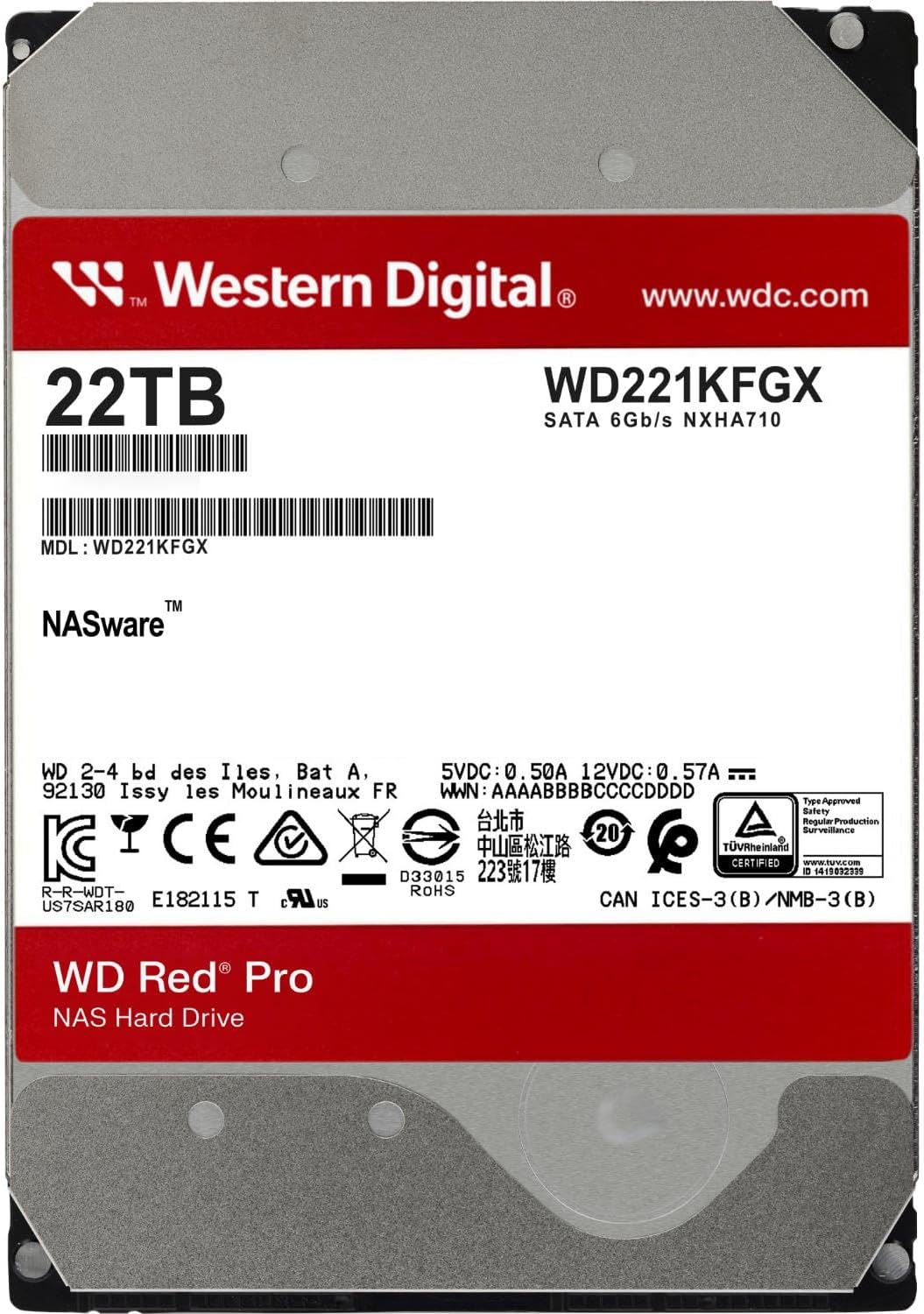 Western Digital WD221KFGX Red Pro 22TB NAS Hard Drive