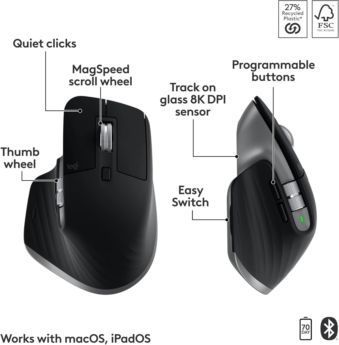 Logitech 920-012592 MX Keys S Combo for Mac - Space Grey