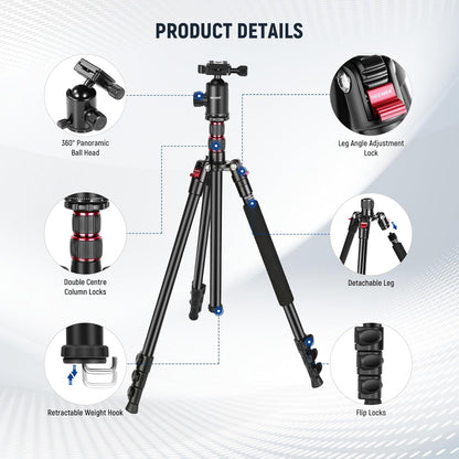 Neewer TP77 77" Camera Tripod Monopod Ball Head