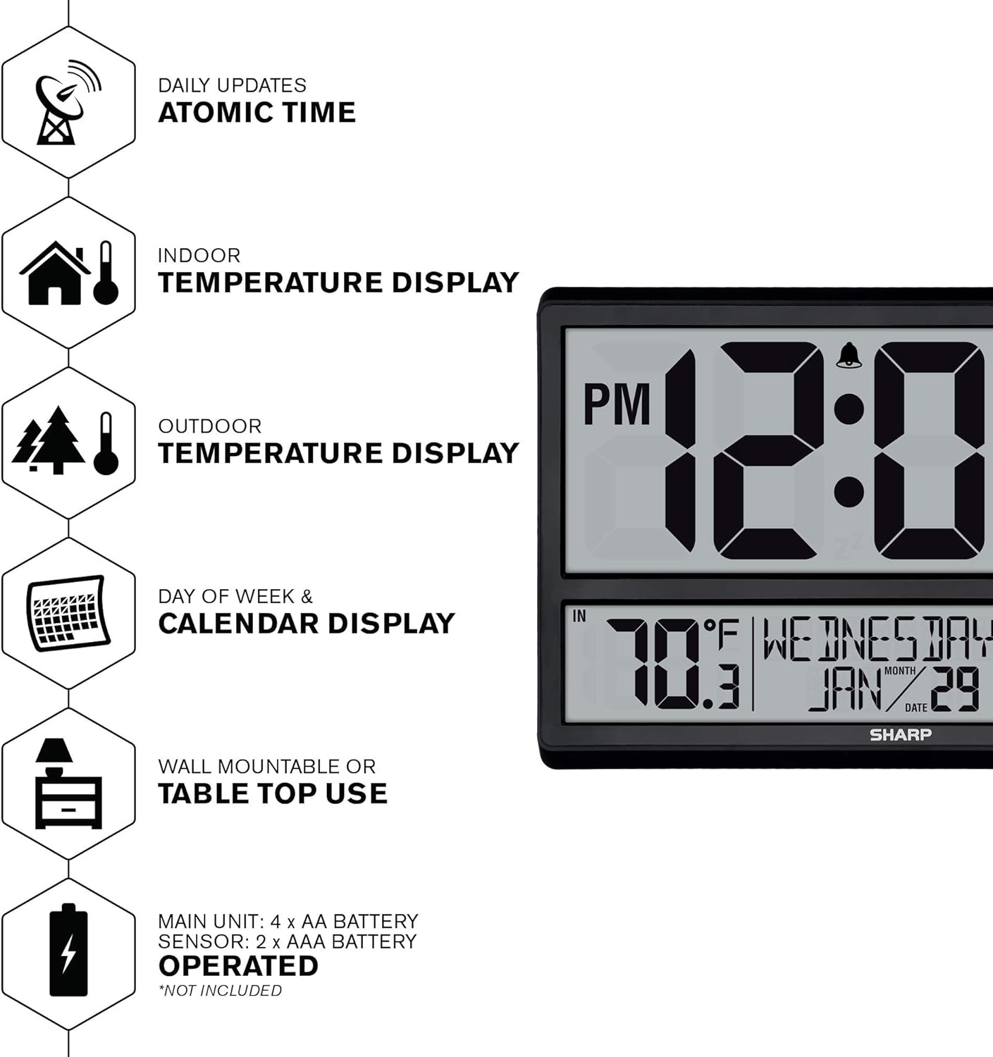 Sharp Flechazo-0401 Atomic Digital Wall Clock