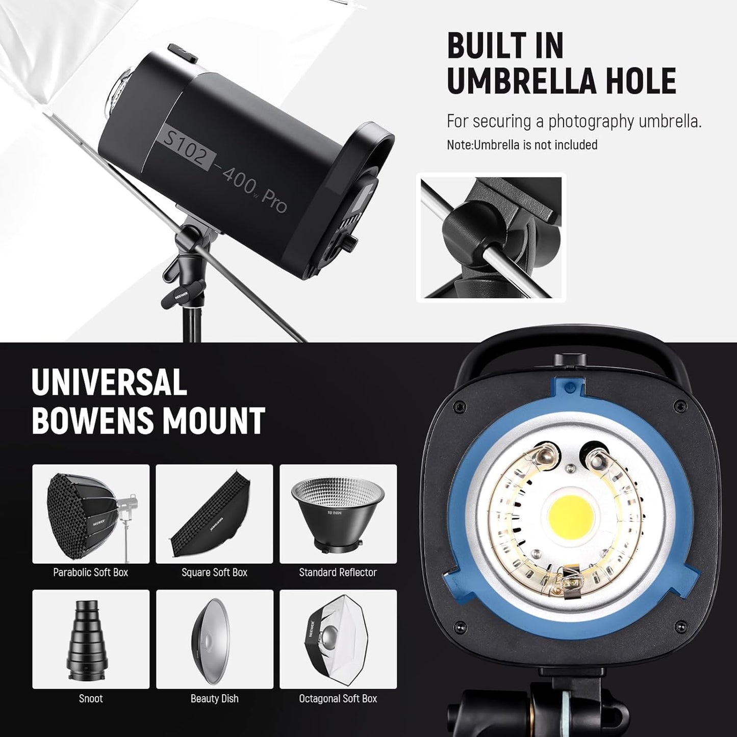 Neewer S102-400W PRO Strobe Flash Kit QPRO Supported