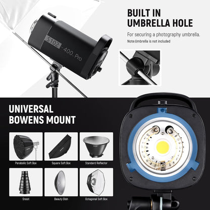 Neewer S102-400W PRO Strobe Flash Kit QPRO Supported