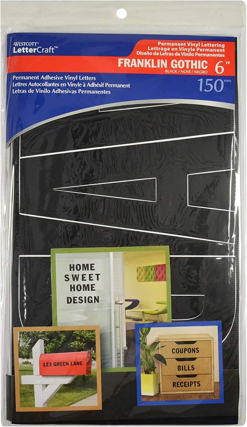Westcott PF6-CN BLK/15855 LetterCraft 6" Vinyl Letters - Black