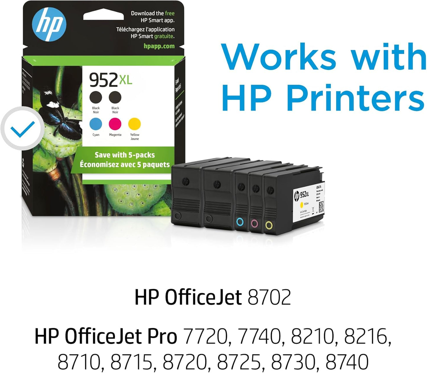 HP 6ZA00AN 952XL High-Yield Ink Cartridges 5-Pack OfficeJet
