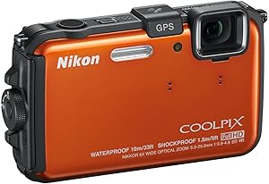 Nikon AW100 Orange Coolpix Waterproof Camera